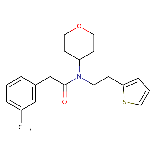 2-(3-methylphenyl)-N-(oxan-4-yl)-N-[2-(thiophen-2-yl)ethyl]acetamide