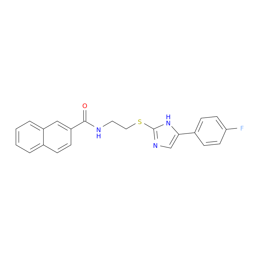N-(2-{[5-(4-fluorophenyl)-1H-imidazol-2-yl]sulfanyl}ethyl)naphthalene-2-carboxamide
