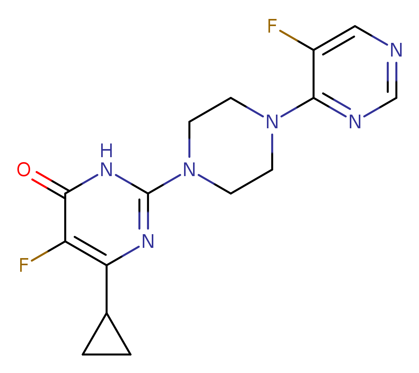6-cyclopropyl-5-fluoro-2-[4-(5-fluoropyrimidin-4-yl)piperazin-1-yl]-3,4-dihydropyrimidin-4-one