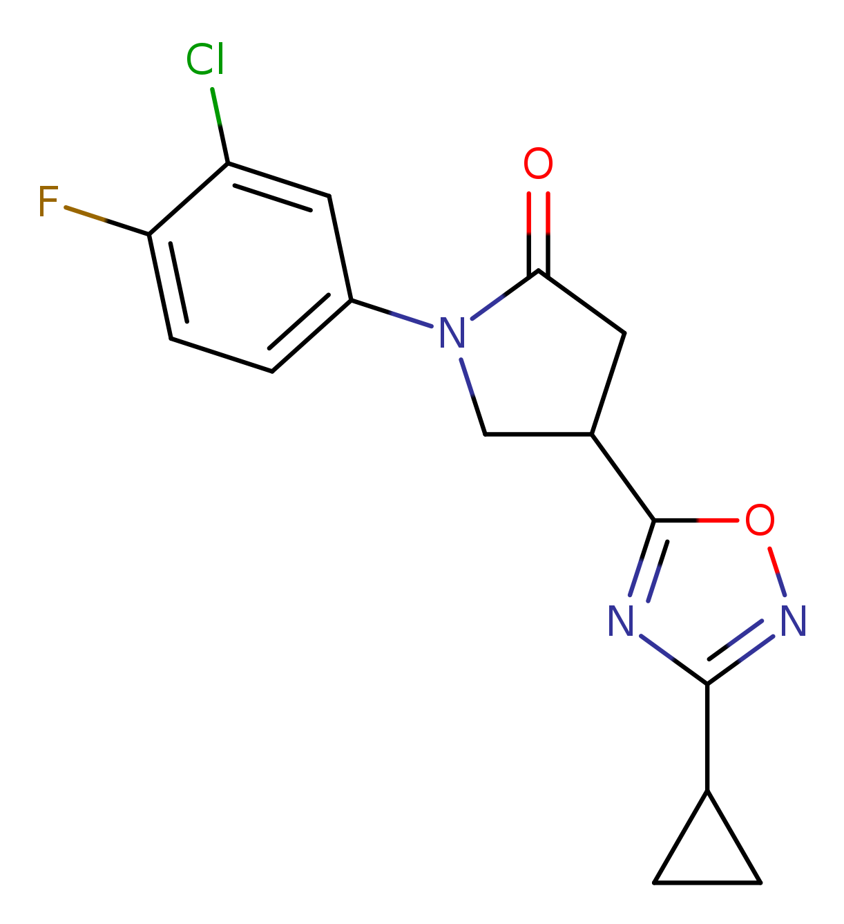 1-(3-chloro-4-fluorophenyl)-4-(3-cyclopropyl-1,2,4-oxadiazol-5-yl)pyrrolidin-2-one