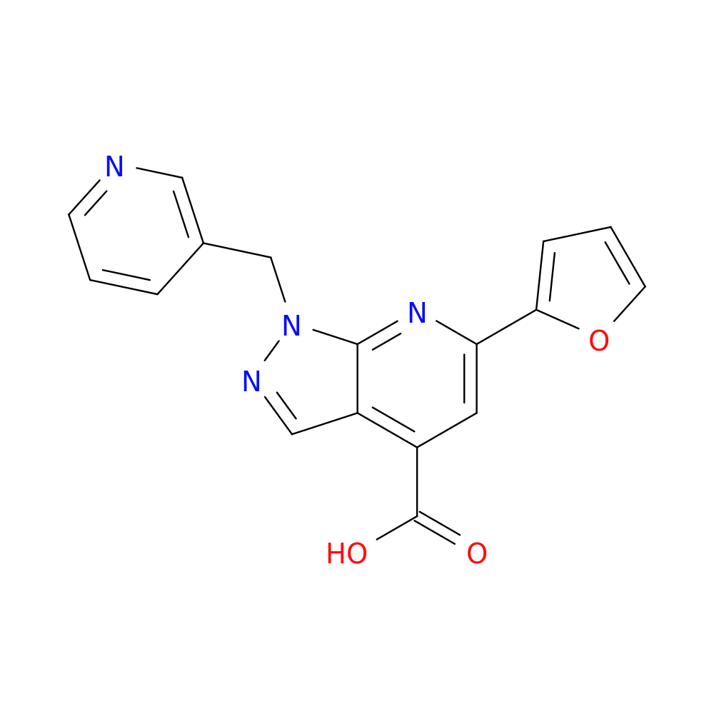6-(furan-2-yl)-1-[(pyridin-3-yl)methyl]-1H-pyrazolo[3,4-b]pyridine-4-carboxylic acid