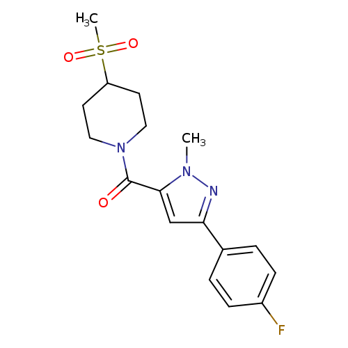 1-[3-(4-fluorophenyl)-1-methyl-1H-pyrazole-5-carbonyl]-4-methanesulfonylpiperidine
