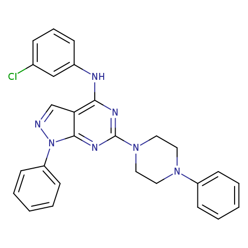 N-(3-chlorophenyl)-1-phenyl-6-(4-phenylpiperazin-1-yl)-1H-pyrazolo[3,4-d]pyrimidin-4-amine