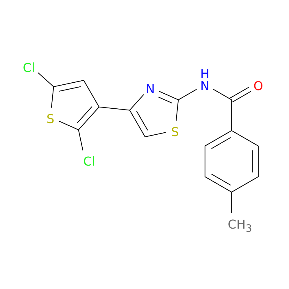 N-[4-(2,5-dichlorothiophen-3-yl)-1,3-thiazol-2-yl]-4-methylbenzamide