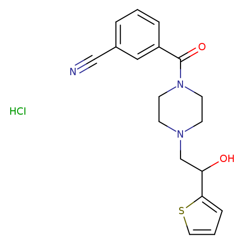 3-{4-[2-hydroxy-2-(thiophen-2-yl)ethyl]piperazine-1-carbonyl}benzonitrile hydrochloride
