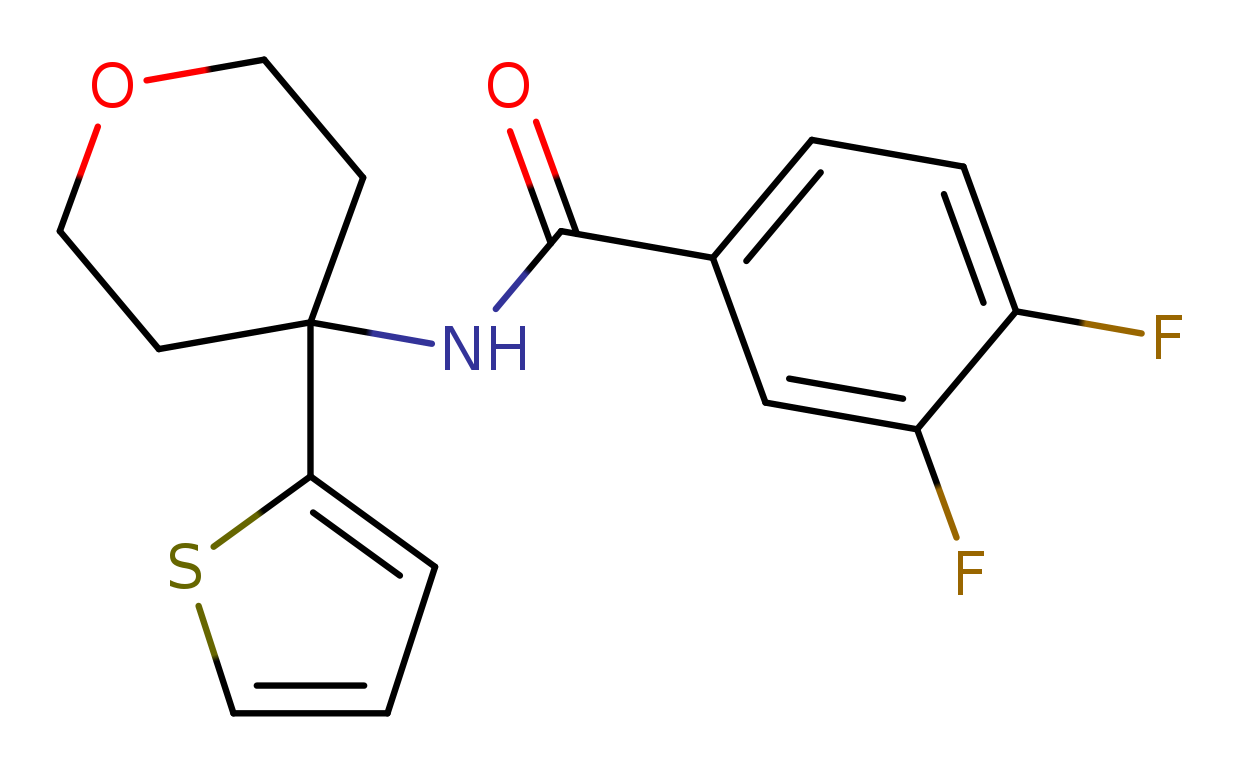 3,4-difluoro-N-[4-(thiophen-2-yl)oxan-4-yl]benzamide