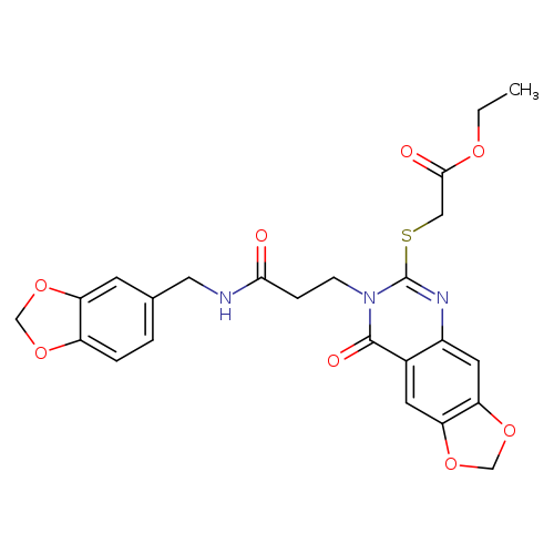 ethyl 2-{[7-(2-{[(2H-1,3-benzodioxol-5-yl)methyl]carbamoyl}ethyl)-8-oxo-2H,7H,8H-[1,3]dioxolo[4,5-g]quinazolin-6-yl]sulfanyl}acetate