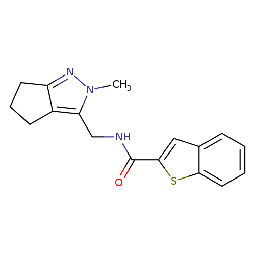 N-({2-methyl-2H,4H,5H,6H-cyclopenta[c]pyrazol-3-yl}methyl)-1-benzothiophene-2-carboxamide