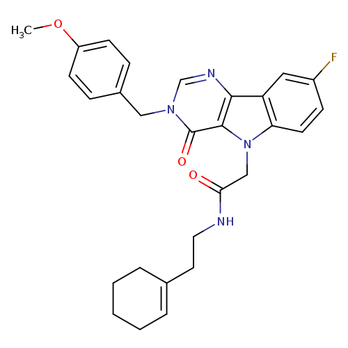 N-[2-(cyclohex-1-en-1-yl)ethyl]-2-{8-fluoro-3-[(4-methoxyphenyl)methyl]-4-oxo-3H,4H,5H-pyrimido[5,4-b]indol-5-yl}acetamide
