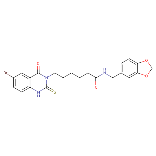 N-[(2H-1,3-benzodioxol-5-yl)methyl]-6-(6-bromo-4-oxo-2-sulfanylidene-1,2,3,4-tetrahydroquinazolin-3-yl)hexanamide