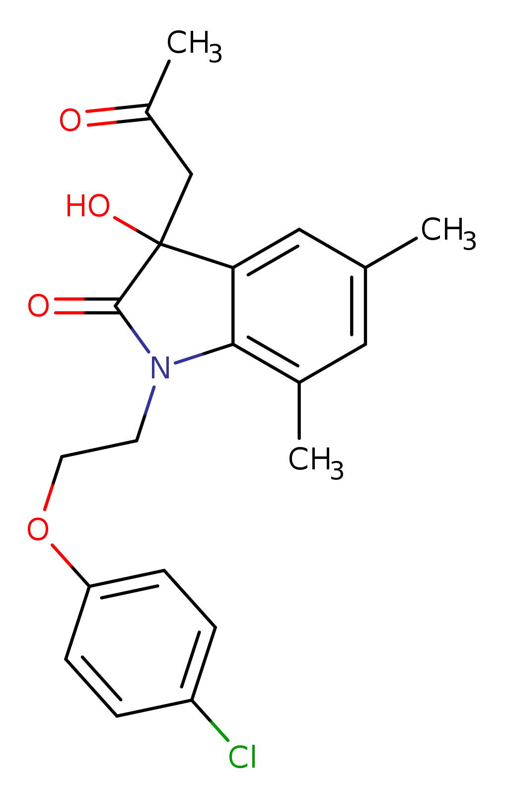 1-[2-(4-chlorophenoxy)ethyl]-3-hydroxy-5,7-dimethyl-3-(2-oxopropyl)-2,3-dihydro-1H-indol-2-one