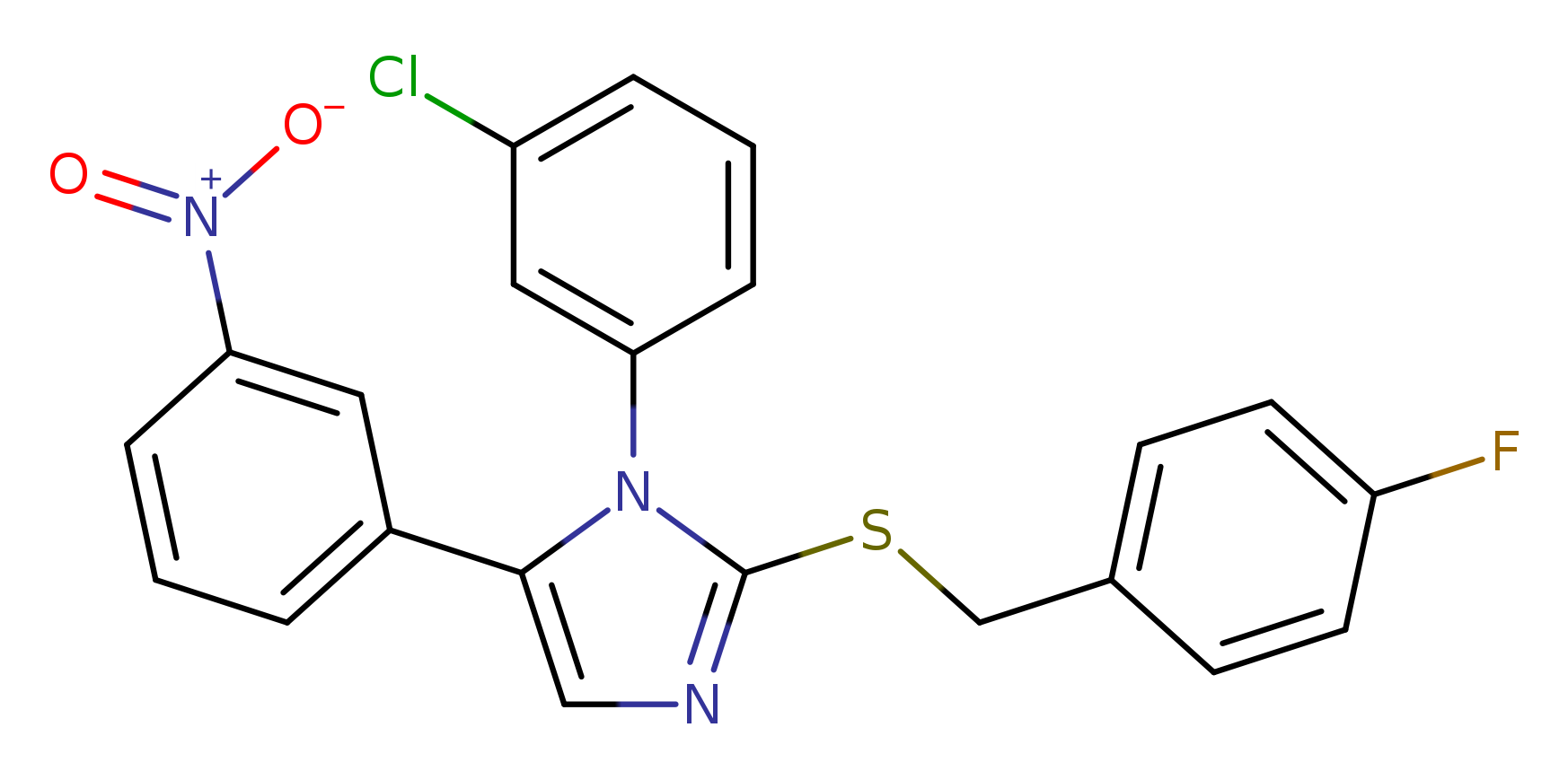 1-(3-chlorophenyl)-2-{[(4-fluorophenyl)methyl]sulfanyl}-5-(3-nitrophenyl)-1H-imidazole