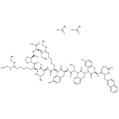 D-Alaninamide,N-acetyl-3-(2-naphthalenyl)-D-alanyl-4-chloro-D-phenylalanyl-3-(3-pyridinyl)-D-alanyl-L-seryl-L-tyrosyl-N6-[bis(ethylamino)methylene]-D-lysyl-L-leucyl-N6-[bis(ethylamino)methylene]-L-lysyl-L-prolyl-, diacetate (salt)