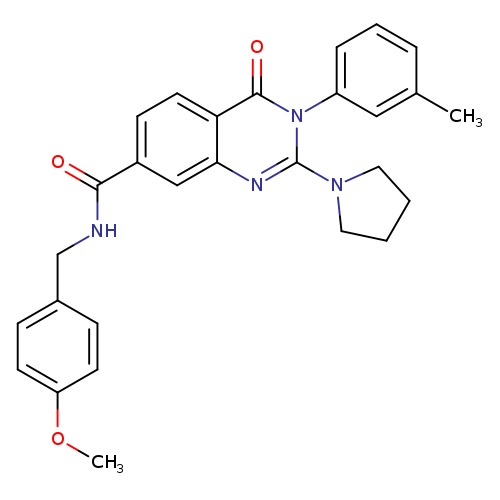 N-[(4-methoxyphenyl)methyl]-3-(3-methylphenyl)-4-oxo-2-(pyrrolidin-1-yl)-3,4-dihydroquinazoline-7-carboxamide