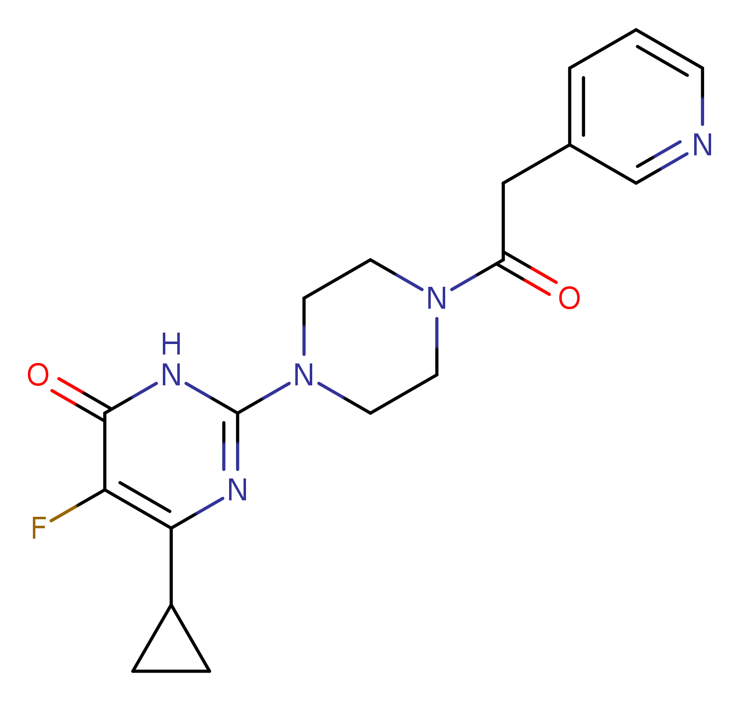 6-cyclopropyl-5-fluoro-2-{4-[2-(pyridin-3-yl)acetyl]piperazin-1-yl}-3,4-dihydropyrimidin-4-one