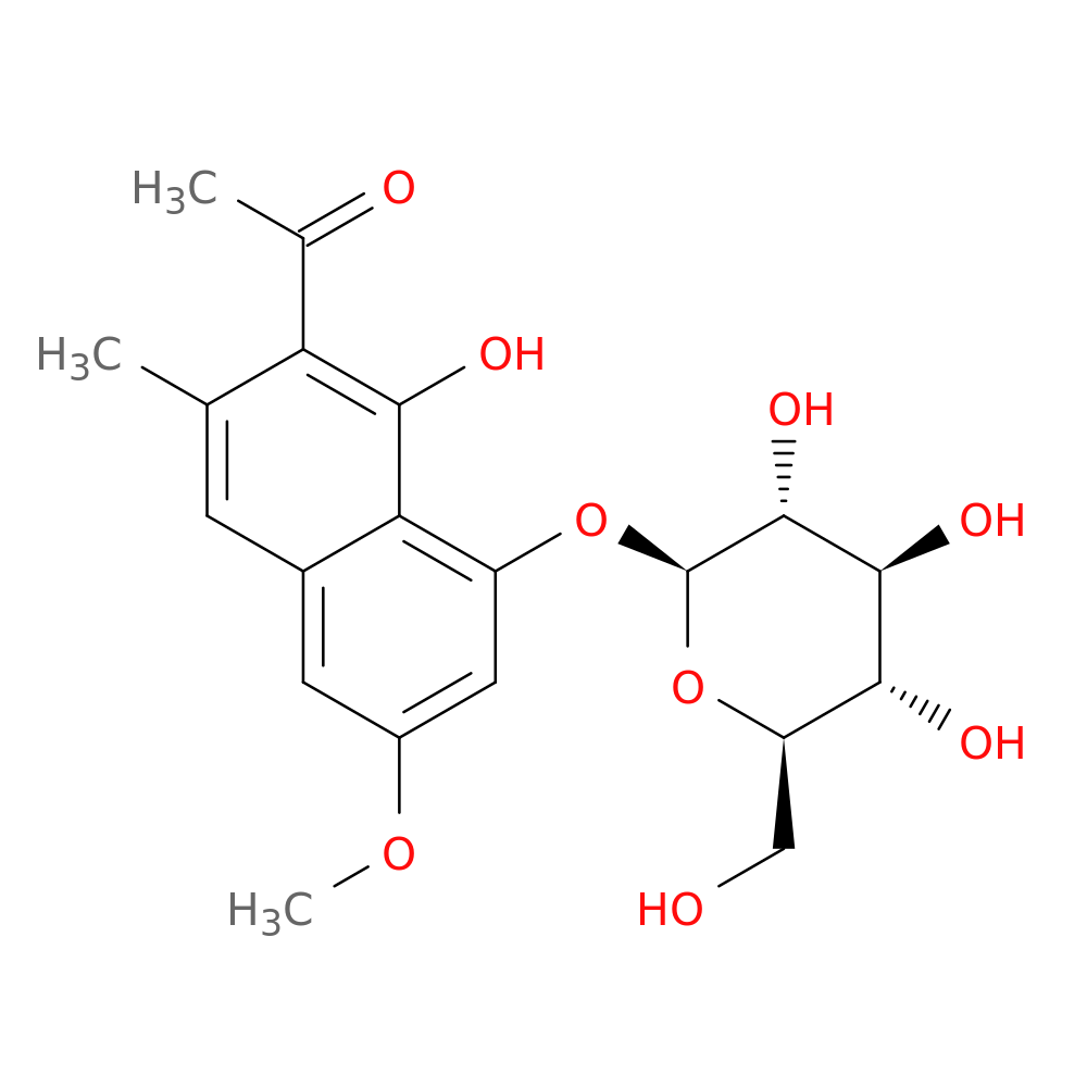 1-(1-Hydroxy-6-methoxy-3-methyl-8-(((2S,3R,4S,5S,6R)-3,4,5-trihydroxy-6-(hydroxymethyl)tetrahydro-2H-pyran-2-yl)oxy)naphthalen-2-yl)ethanone