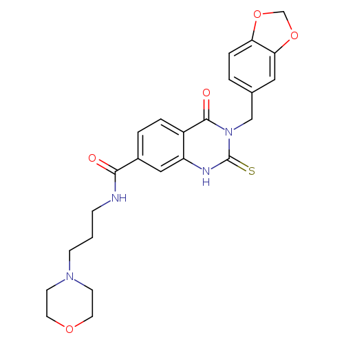 3-[(2H-1,3-benzodioxol-5-yl)methyl]-N-[3-(morpholin-4-yl)propyl]-4-oxo-2-sulfanylidene-1,2,3,4-tetrahydroquinazoline-7-carboxamide