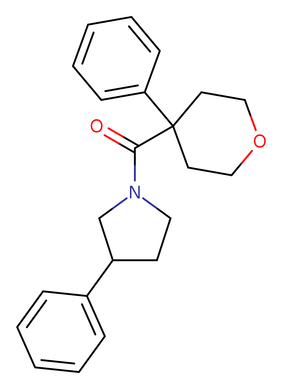 3-phenyl-1-(4-phenyloxane-4-carbonyl)pyrrolidine