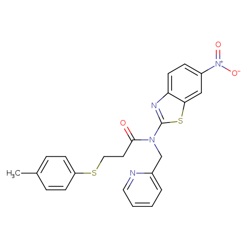 3-[(4-methylphenyl)sulfanyl]-N-(6-nitro-1,3-benzothiazol-2-yl)-N-[(pyridin-2-yl)methyl]propanamide