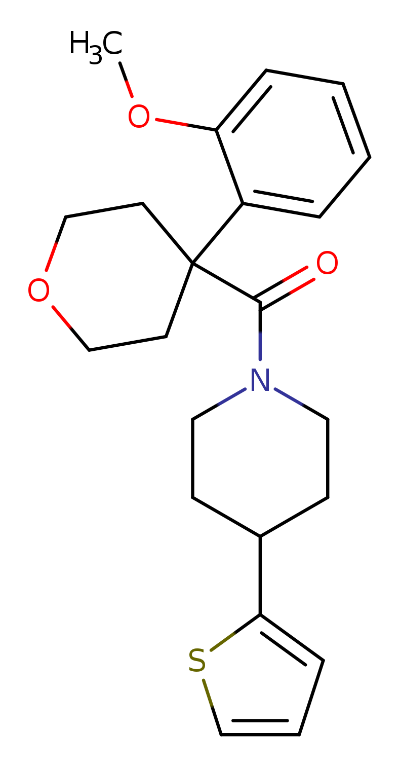 1-[4-(2-methoxyphenyl)oxane-4-carbonyl]-4-(thiophen-2-yl)piperidine