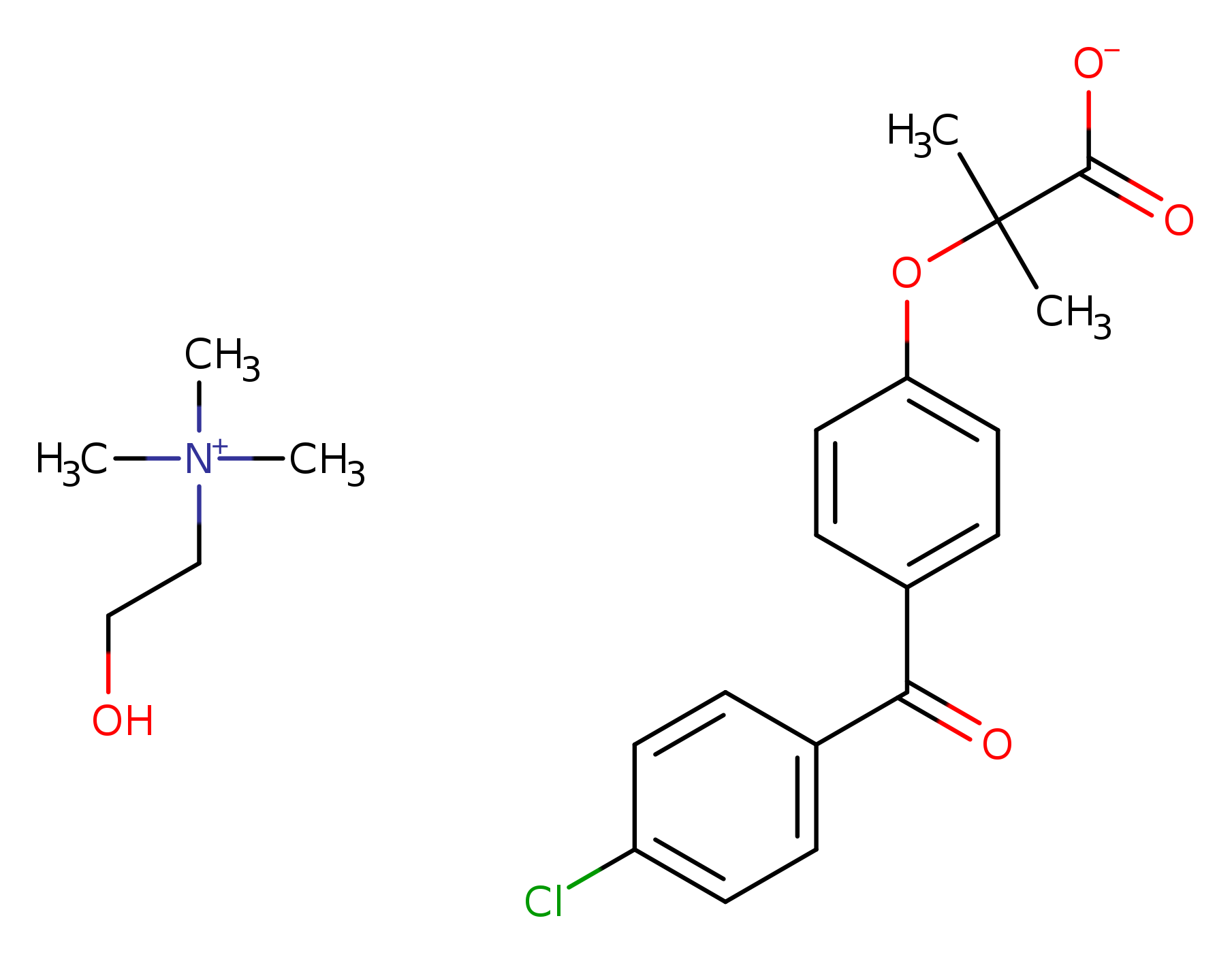 Ethanaminium, 2-hydroxy-N,N,N-trimethyl-, 2-[4-(4-chlorobenzoyl)phenoxy]-2-methylpropanoate (1:1)