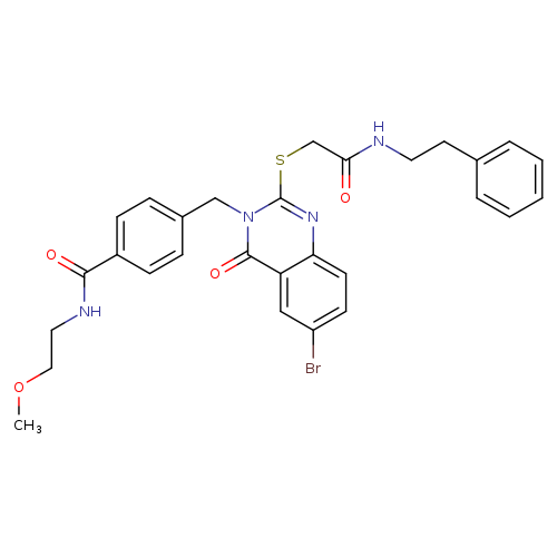 4-{[6-bromo-4-oxo-2-({[(2-phenylethyl)carbamoyl]methyl}sulfanyl)-3,4-dihydroquinazolin-3-yl]methyl}-N-(2-methoxyethyl)benzamide