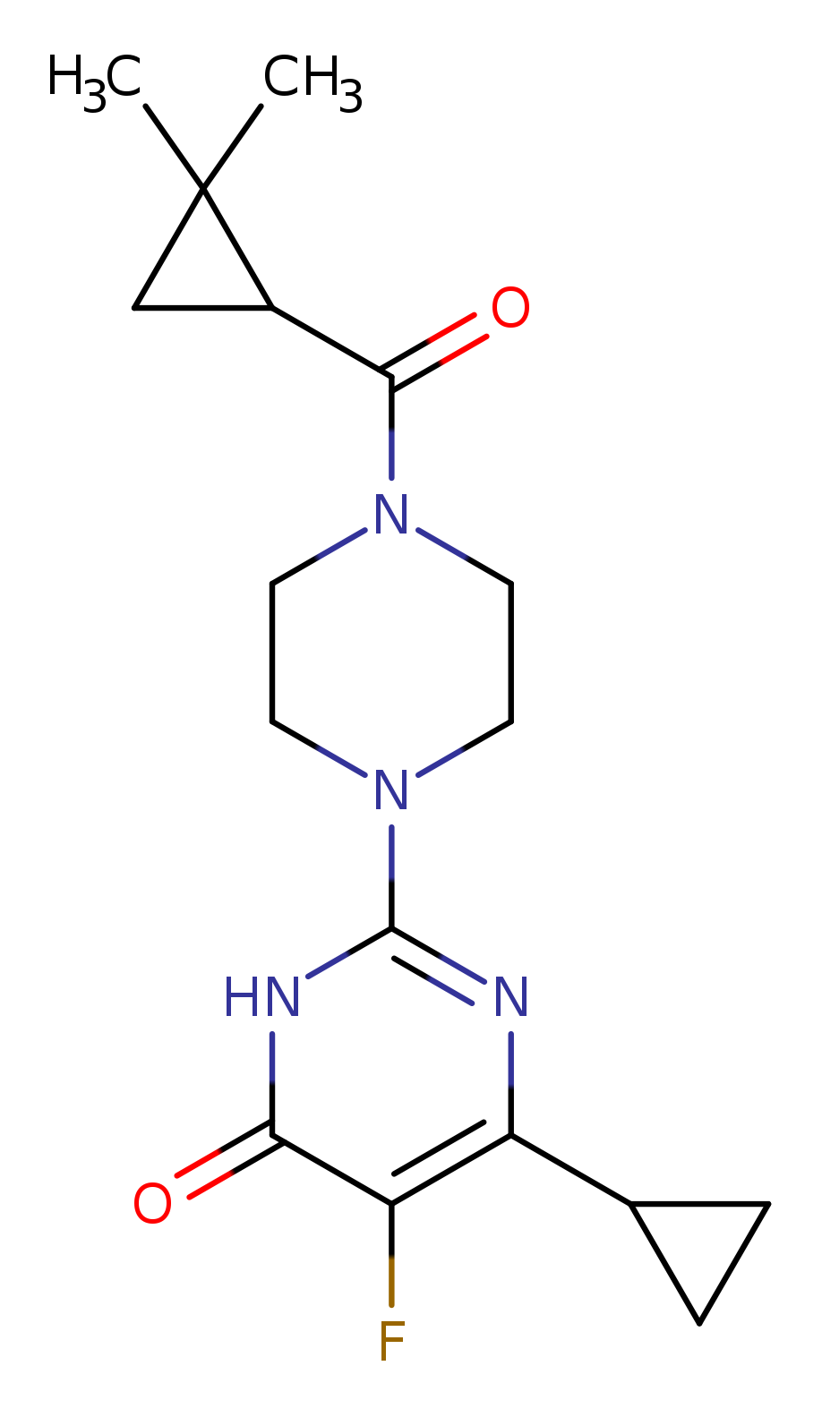 6-cyclopropyl-2-[4-(2,2-dimethylcyclopropanecarbonyl)piperazin-1-yl]-5-fluoro-3,4-dihydropyrimidin-4-one