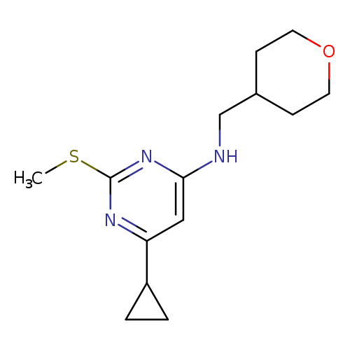 6-cyclopropyl-2-(methylsulfanyl)-N-[(oxan-4-yl)methyl]pyrimidin-4-amine