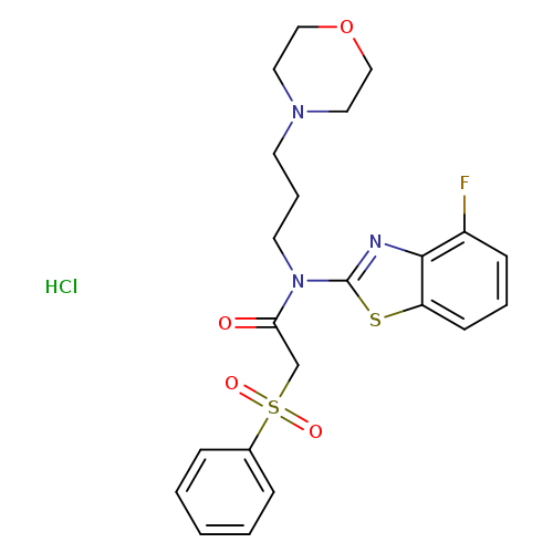 2-(benzenesulfonyl)-N-(4-fluoro-1,3-benzothiazol-2-yl)-N-[3-(morpholin-4-yl)propyl]acetamide hydrochloride