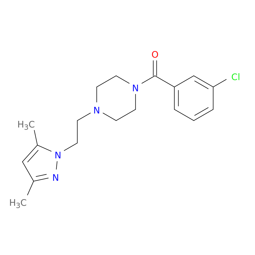 1-(3-chlorobenzoyl)-4-[2-(3,5-dimethyl-1H-pyrazol-1-yl)ethyl]piperazine