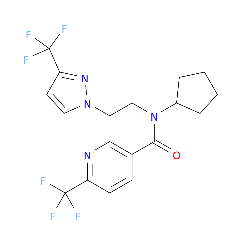 N-cyclopentyl-6-(trifluoromethyl)-N-{2-[3-(trifluoromethyl)-1H-pyrazol-1-yl]ethyl}pyridine-3-carboxamide