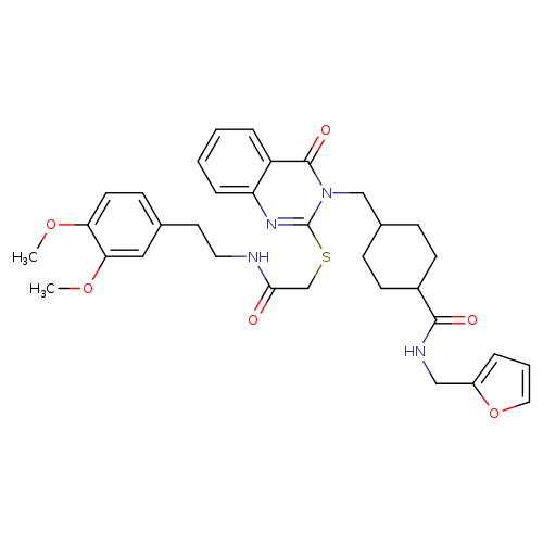 4-({2-[({[2-(3,4-dimethoxyphenyl)ethyl]carbamoyl}methyl)sulfanyl]-4-oxo-3,4-dihydroquinazolin-3-yl}methyl)-N-[(furan-2-yl)methyl]cyclohexane-1-carboxamide