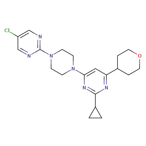 4-[4-(5-chloropyrimidin-2-yl)piperazin-1-yl]-2-cyclopropyl-6-(oxan-4-yl)pyrimidine