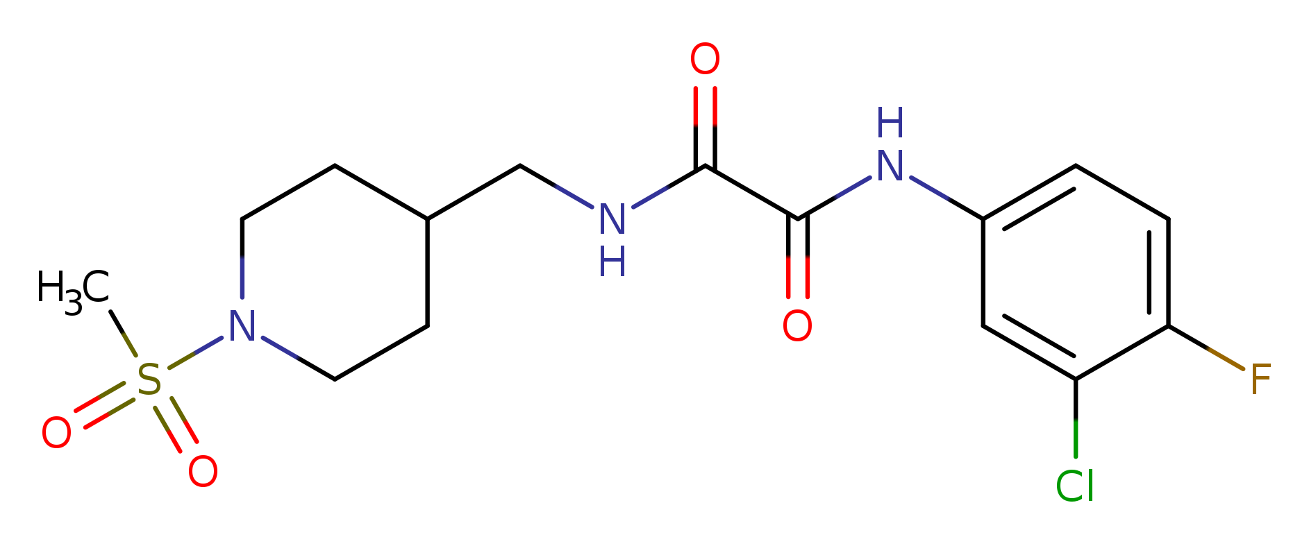 N'-(3-chloro-4-fluorophenyl)-N-[(1-methanesulfonylpiperidin-4-yl)methyl]ethanediamide
