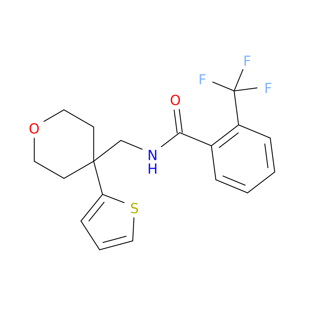 N-{[4-(thiophen-2-yl)oxan-4-yl]methyl}-2-(trifluoromethyl)benzamide