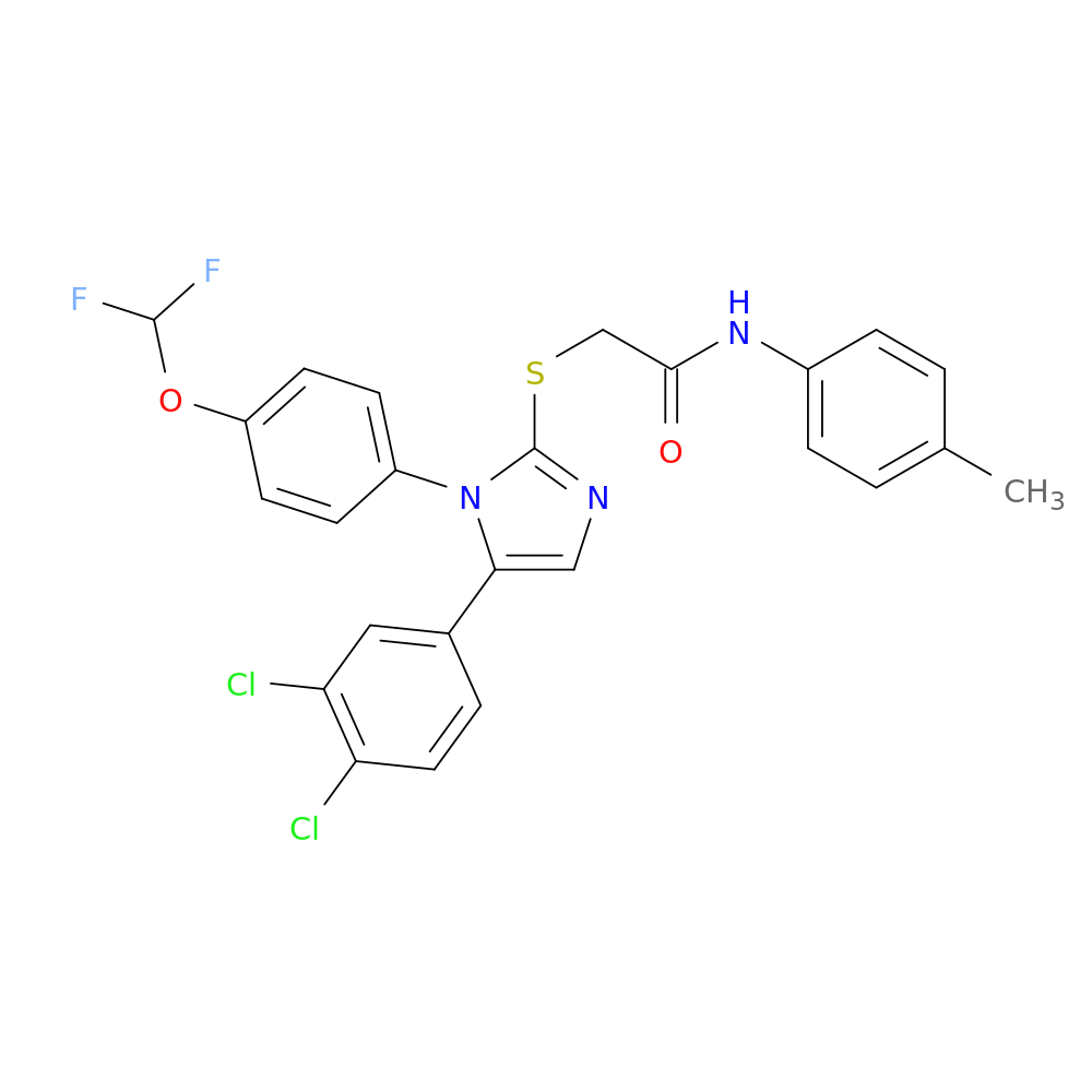 2-{[5-(3,4-dichlorophenyl)-1-[4-(difluoromethoxy)phenyl]-1H-imidazol-2-yl]sulfanyl}-N-(4-methylphenyl)acetamide