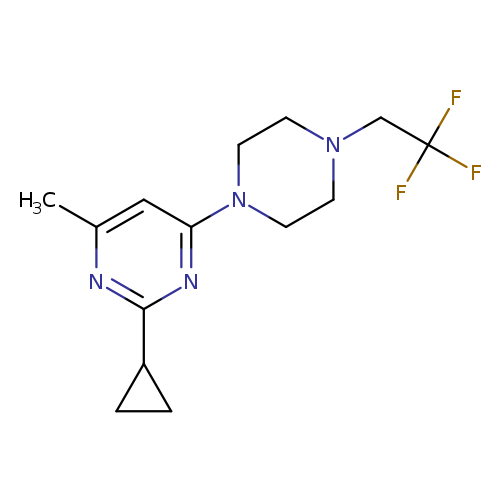 2-cyclopropyl-4-methyl-6-[4-(2,2,2-trifluoroethyl)piperazin-1-yl]pyrimidine