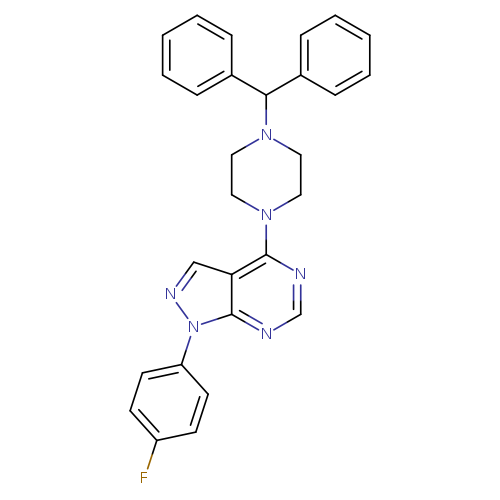 1-(diphenylmethyl)-4-[1-(4-fluorophenyl)-1H-pyrazolo[3,4-d]pyrimidin-4-yl]piperazine