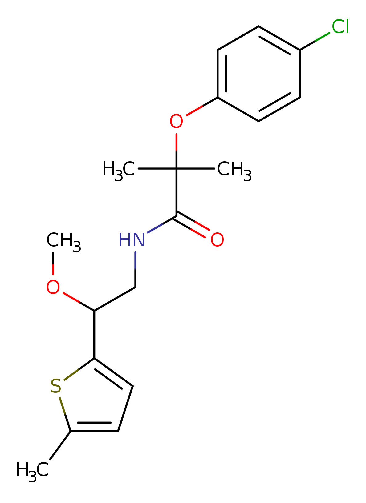 2-(4-chlorophenoxy)-N-[2-methoxy-2-(5-methylthiophen-2-yl)ethyl]-2-methylpropanamide