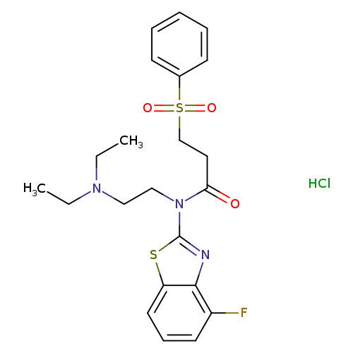 3-(benzenesulfonyl)-N-[2-(diethylamino)ethyl]-N-(4-fluoro-1,3-benzothiazol-2-yl)propanamide hydrochloride