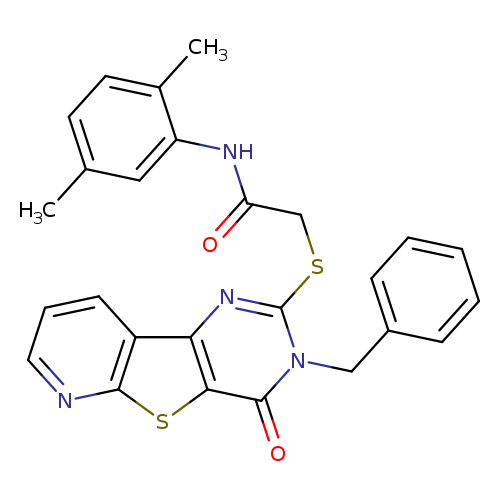 2-({5-benzyl-6-oxo-8-thia-3,5,10-triazatricyclo[7.4.0.0^{2,7}]trideca-1(9),2(7),3,10,12-pentaen-4-yl}sulfanyl)-N-(2,5-dimethylphenyl)acetamide