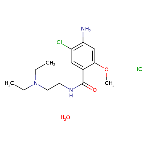 Benzamide, 4-amino-5-chloro-N-[2-(diethylamino)ethyl]-2-methoxy-,monohydrochloride, monohydrate
