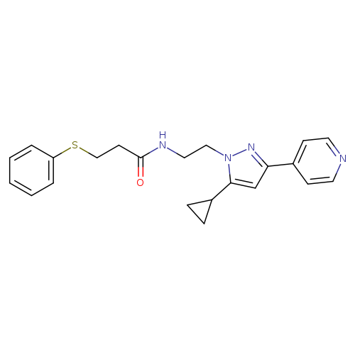 N-{2-[5-cyclopropyl-3-(pyridin-4-yl)-1H-pyrazol-1-yl]ethyl}-3-(phenylsulfanyl)propanamide