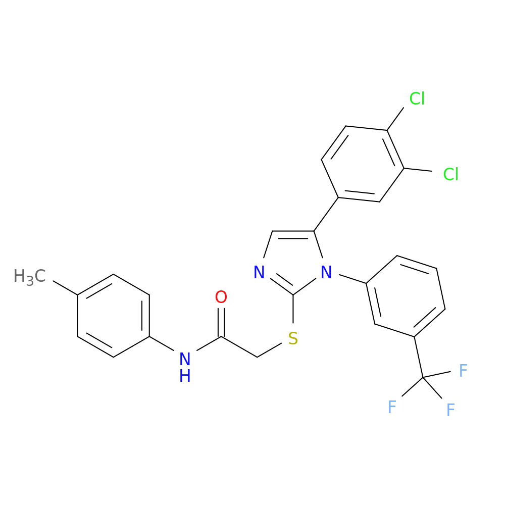 2-{[5-(3,4-dichlorophenyl)-1-[3-(trifluoromethyl)phenyl]-1H-imidazol-2-yl]sulfanyl}-N-(4-methylphenyl)acetamide