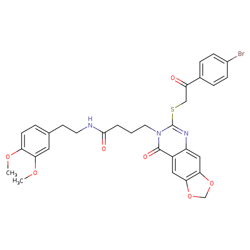 4-(6-{[2-(4-bromophenyl)-2-oxoethyl]sulfanyl}-8-oxo-2H,7H,8H-[1,3]dioxolo[4,5-g]quinazolin-7-yl)-N-[2-(3,4-dimethoxyphenyl)ethyl]butanamide