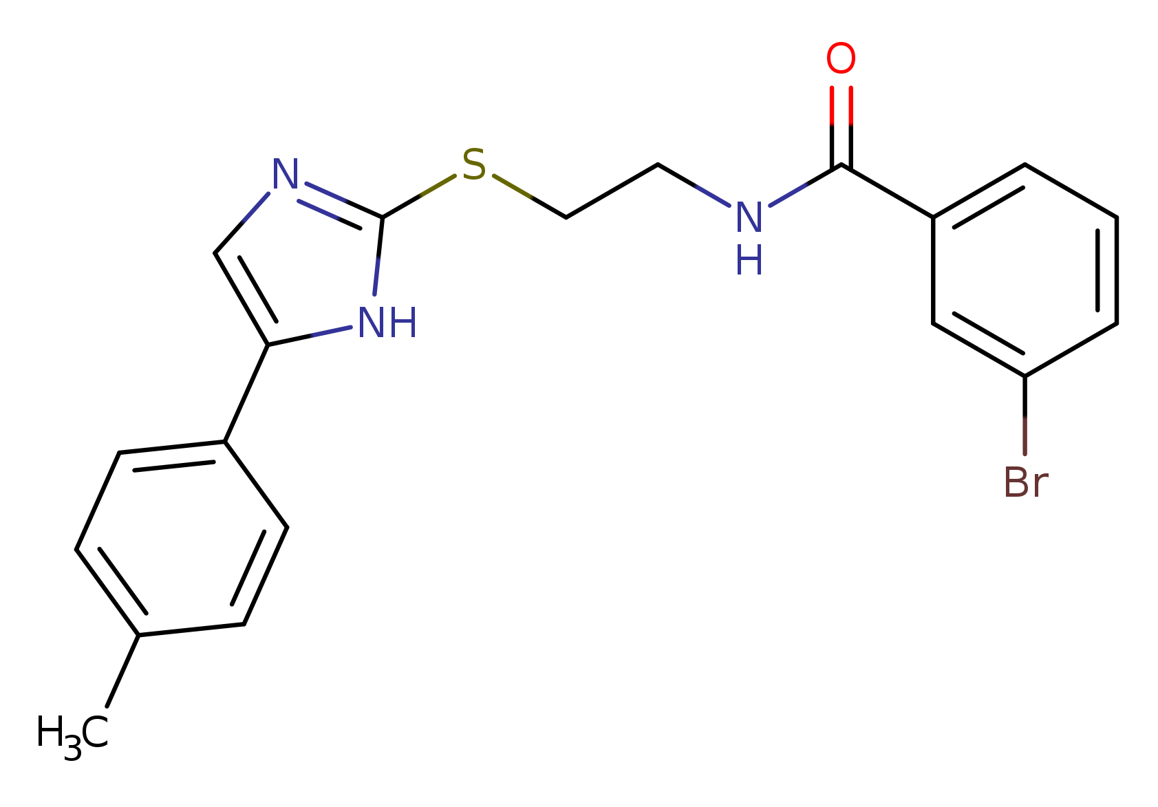 3-bromo-N-(2-{[5-(4-methylphenyl)-1H-imidazol-2-yl]sulfanyl}ethyl)benzamide