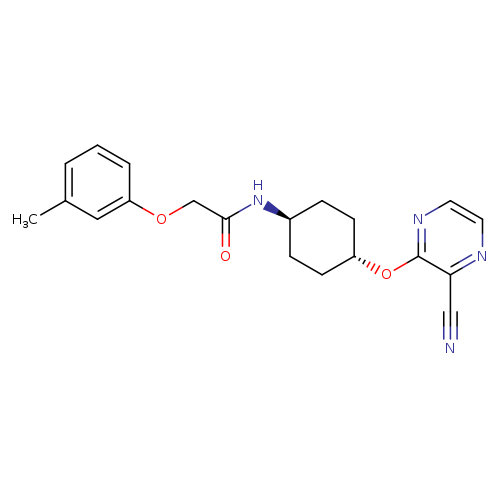 2-(3-methylphenoxy)-N-[(1r,4r)-4-[(3-cyanopyrazin-2-yl)oxy]cyclohexyl]acetamide