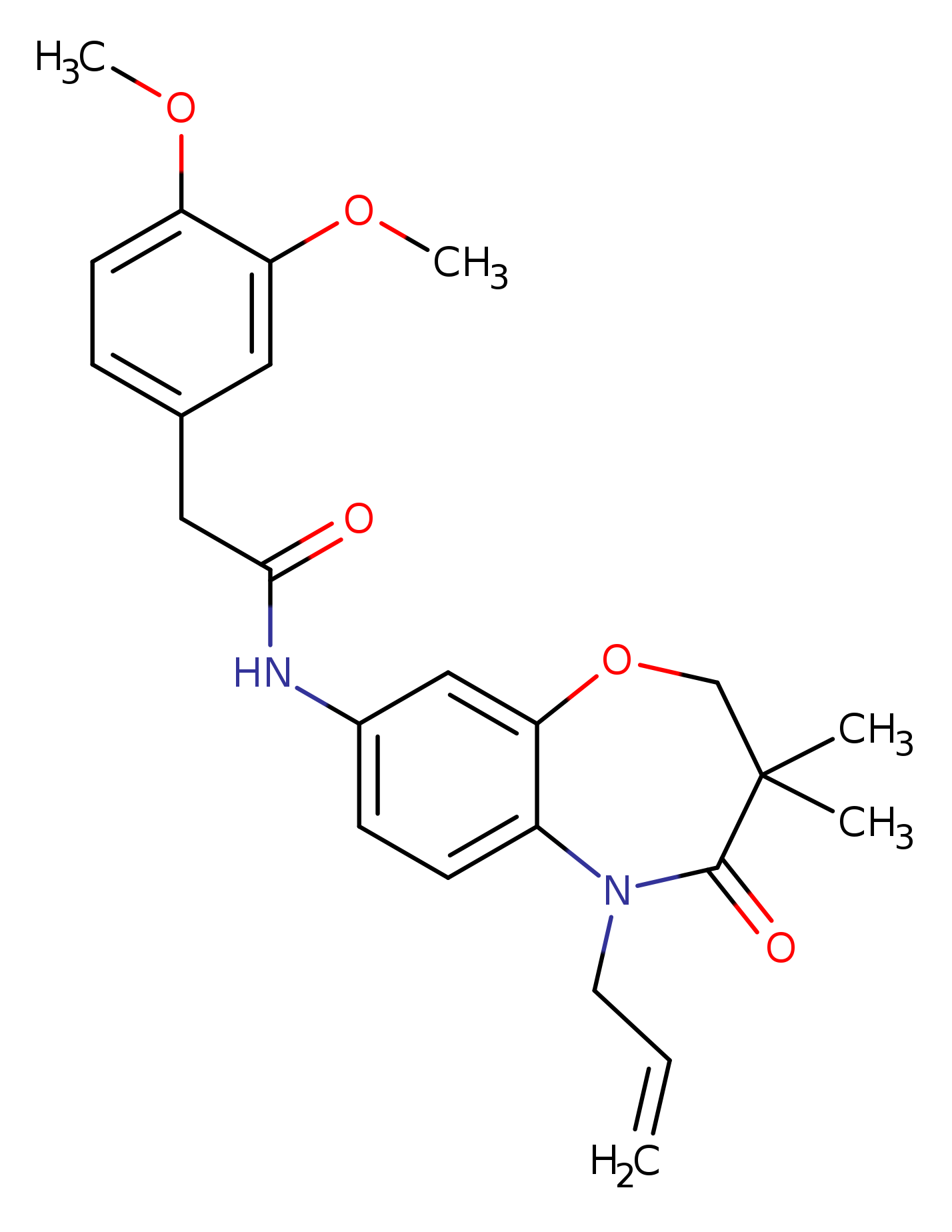 2-(3,4-dimethoxyphenyl)-N-[3,3-dimethyl-4-oxo-5-(prop-2-en-1-yl)-2,3,4,5-tetrahydro-1,5-benzoxazepin-8-yl]acetamide