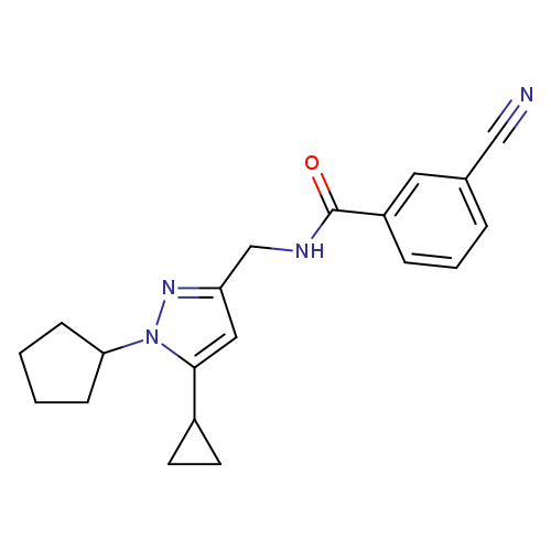 3-cyano-N-[(1-cyclopentyl-5-cyclopropyl-1H-pyrazol-3-yl)methyl]benzamide