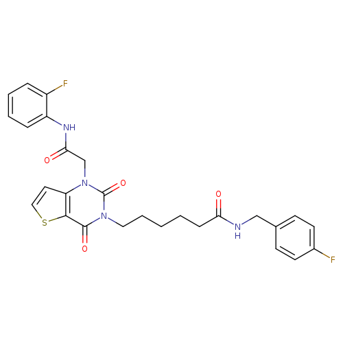 6-(1-{[(2-fluorophenyl)carbamoyl]methyl}-2,4-dioxo-1H,2H,3H,4H-thieno[3,2-d]pyrimidin-3-yl)-N-[(4-fluorophenyl)methyl]hexanamide